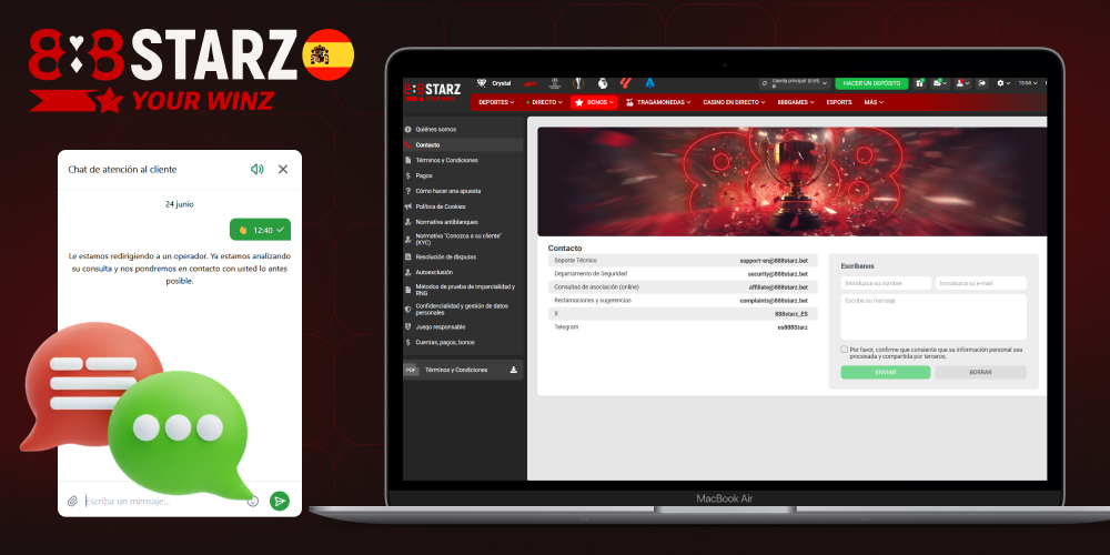 Soporte 888starz por chat y email en España