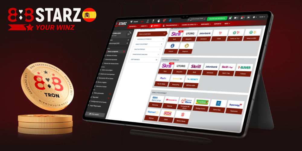 Opciones seguras para ingresar y retirar dinero en 888starz