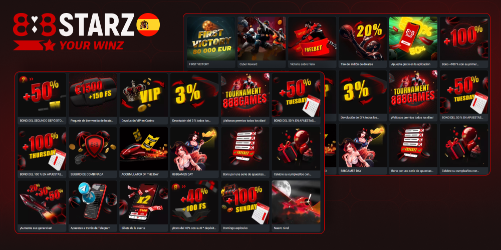 Ofertas vigentes en la sección promo de 888starz