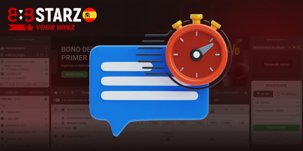 Tiempos de respuesta por canal de soporte 888starz en España